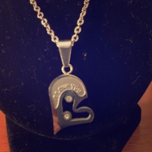 Stainless I love you half heart necklace